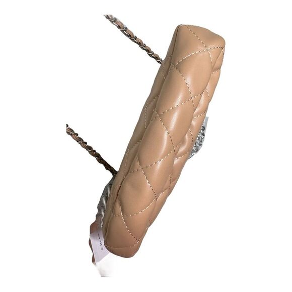 French Connection ELIZA Diamond Quilted with Metallic Chain Dual Handles Latte - Picture 9 of 9